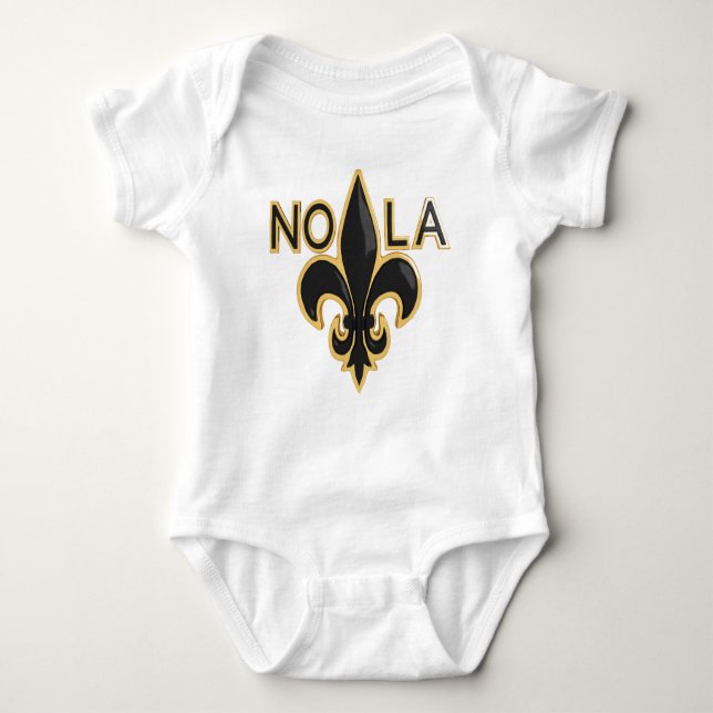 Black and Gold Fleur de Lis - NOLA Baby Bodysuit (Front)