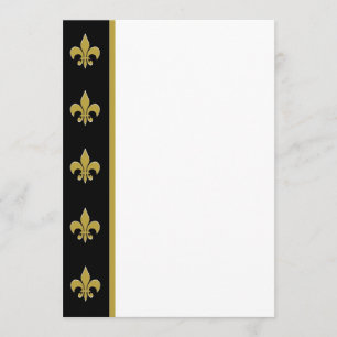 Black and Gold Fleur de Lis Panel Invitation