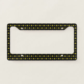 Black and Gold Fleur de Lis Pattern License Plate Frame
