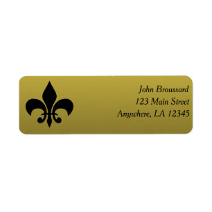 Black and Gold Fleur De Lis Return Address Label