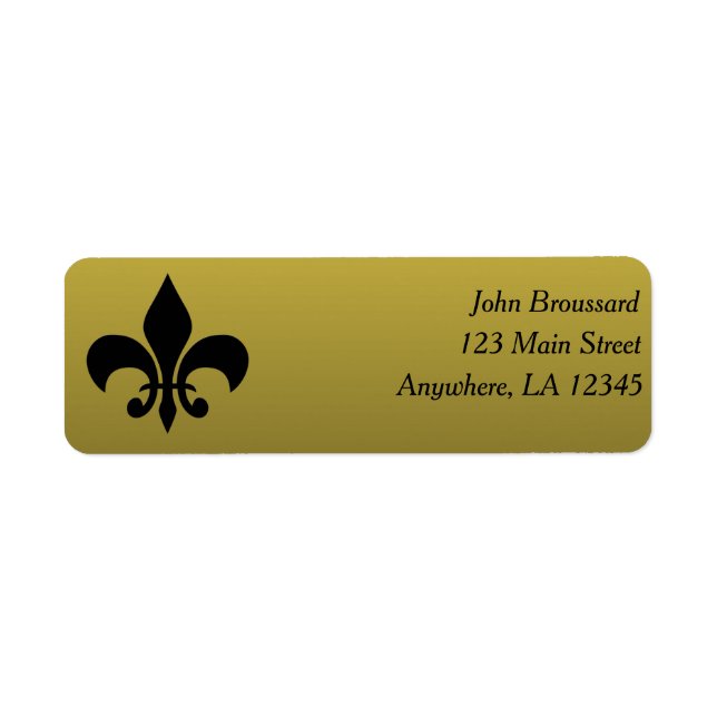 Black and Gold Fleur De Lis Return Address Label (Front)