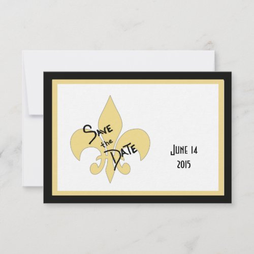 Black and Gold Fleur de Lis Save the Date Cards