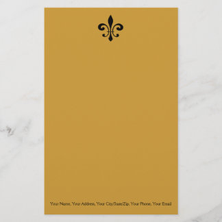 Black and Gold Fleur De Lis Stationery