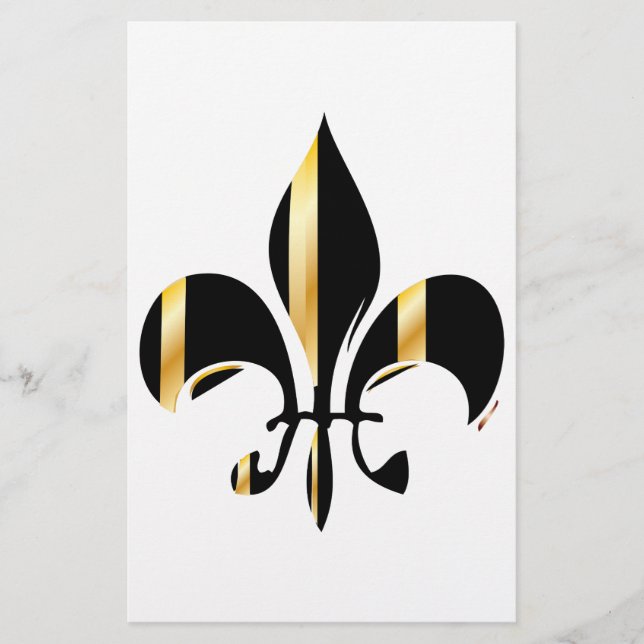 Black and Gold Fleur de Lis Stationery (Front)
