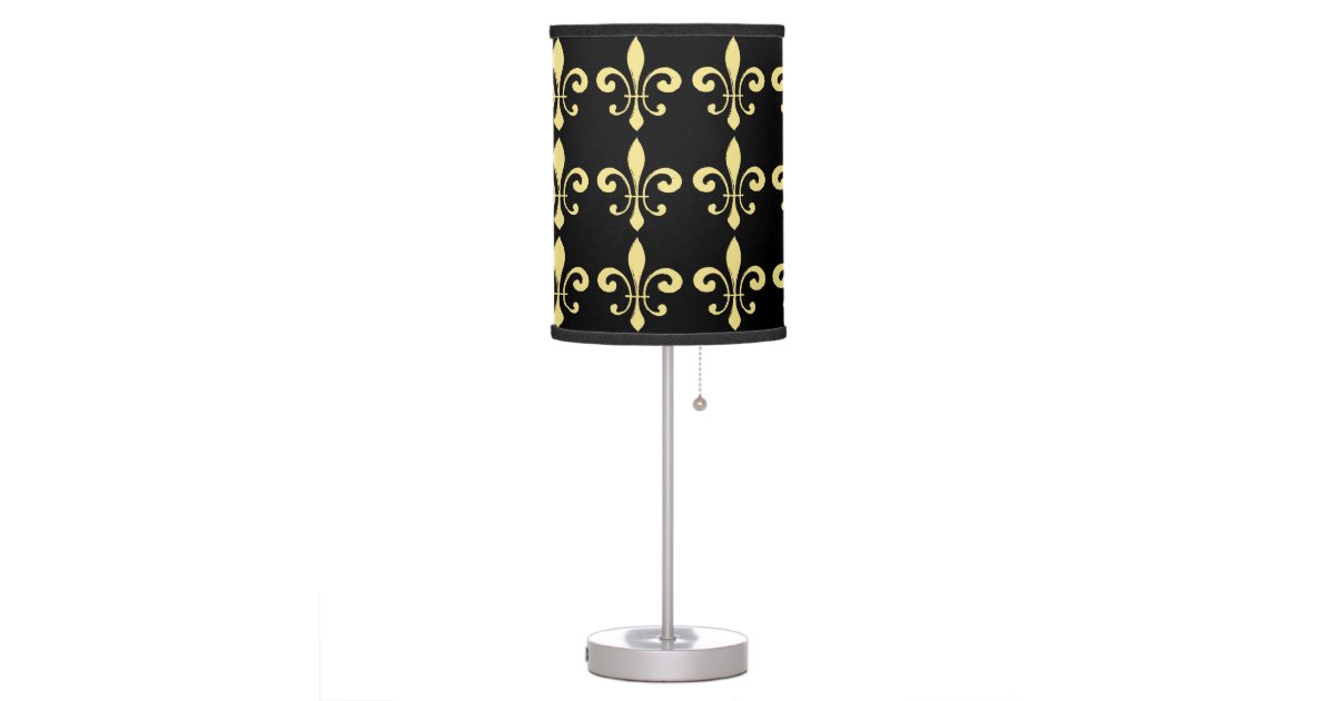 Black And Gold Fleur De Lis Table Lamp Zazzle Com
