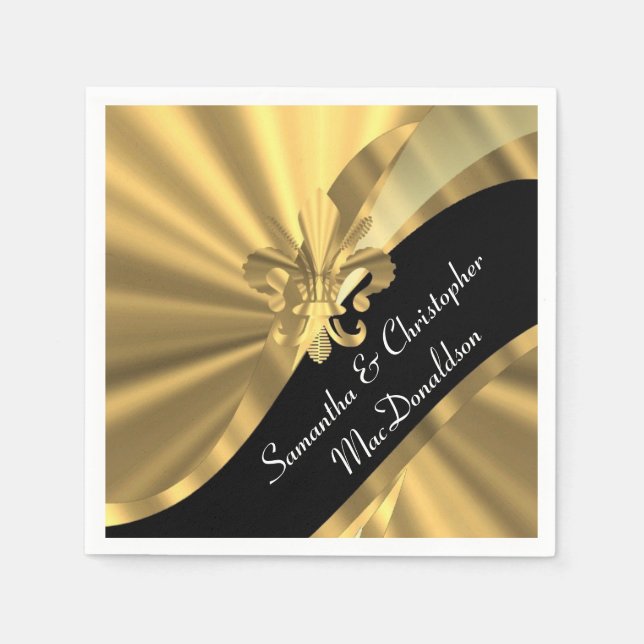 Black and gold fleur de lys napkins (Front)