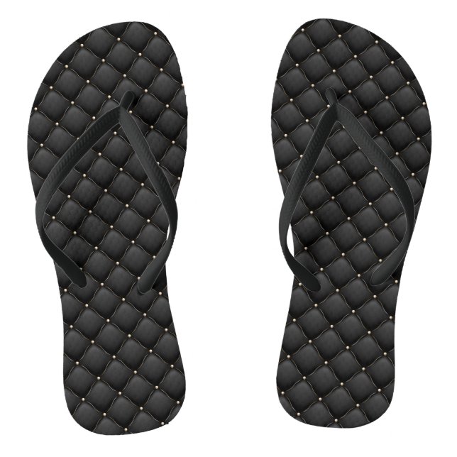 Black and Gold Flip Flops (Footbed)