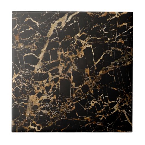 Black and gold floor tiles