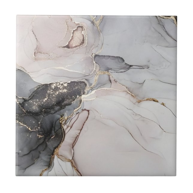 black and gold floor tiles art white  (Front)