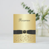 Black and Gold Floral 50th RSVP Card (Standing Front)
