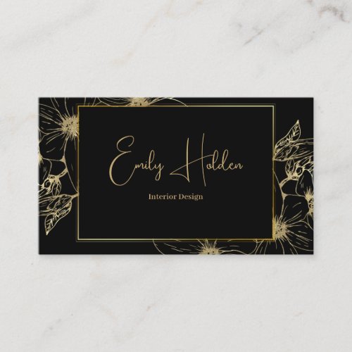 Black and Gold Floral Business Card