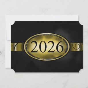 Black and Gold Floral Button 2026 Card