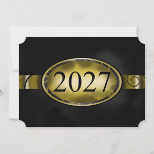 Black and Gold Floral Button 2027 Card