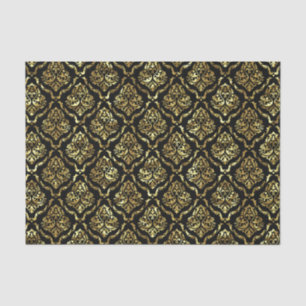 Black and gold floral damask pattern tissue paper