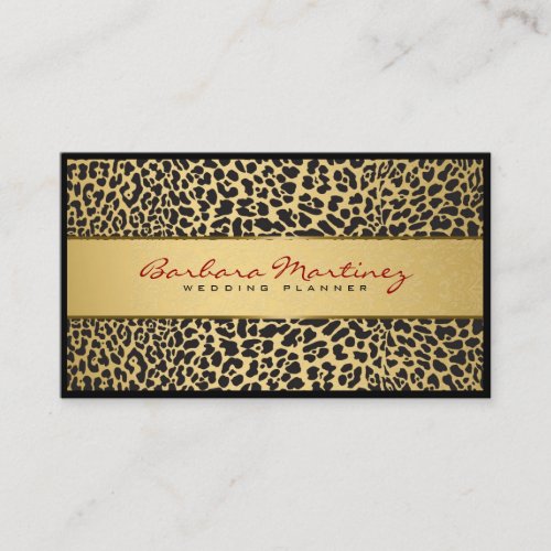 Black And Gold Floral Damasks  Animal Print Business Card