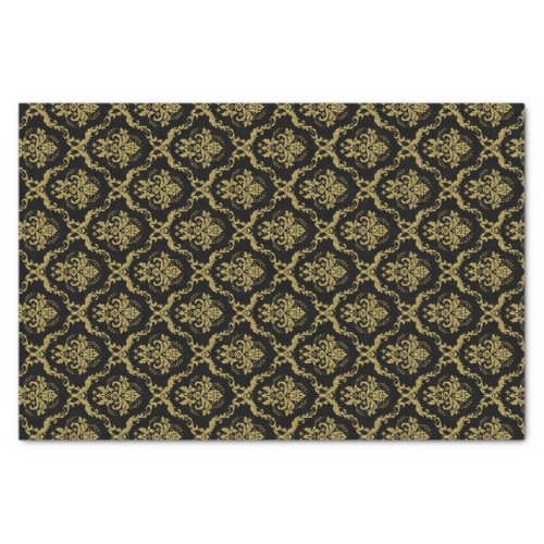 Black And Gold Floral Damasks Lace Pattern Tissue Paper