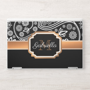 Black and Gold Floral HP Laptop Skin