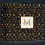 Black and Gold Floral Monogram 3 Ring Binder<br><div class="desc">Black and Gold Floral Monogram Binder. Personalize it with your initial and name. Perfect for organizing your personal documents.</div>