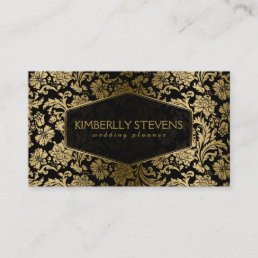 Black And Gold Floral Ornate Damasks Business Card