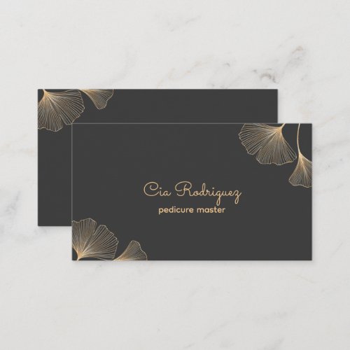 Black and Gold Floral Pedicure Master  Business Card