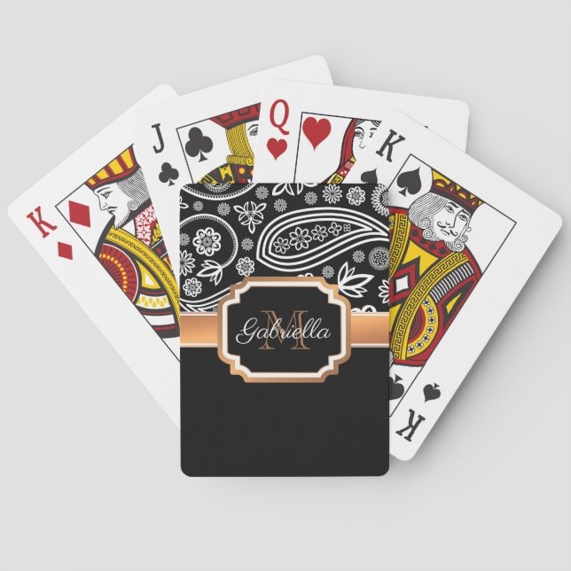 Black and Gold Floral Poker Cards (Back)
