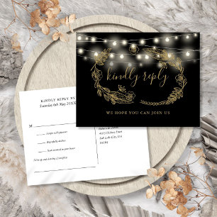 Black And Gold Floral Song Request RSVP Card