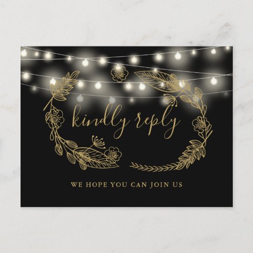 Black And Gold Floral Song Request RSVP Card