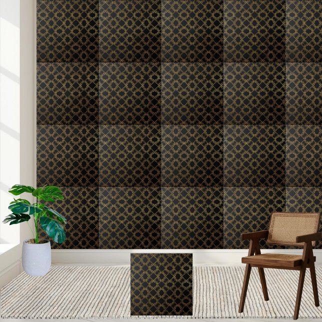 Black and Gold Floral Tile (Black and Gold Floral Tile)