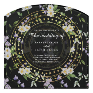 Black and Gold Floral, Wedding Door Sign