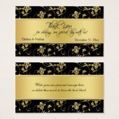 Black and Gold Floral Wedding Favor Tag (Front & Back)