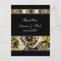 Black and Gold floral wedding invitations