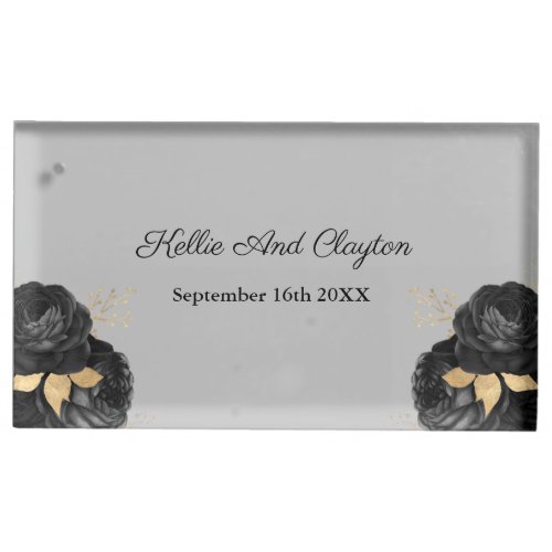 Black And Gold Floral Wedding Table Card Holder