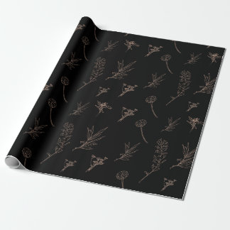 Black and Gold Floral Wrapping Paper