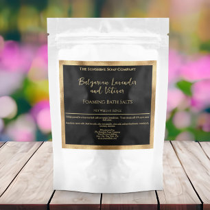 Black and Gold Foil Bath Salts Pouch Label