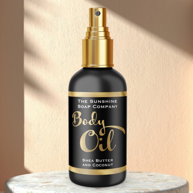 Black and Gold Foil Body Oil Bottle Label (Creator Uploaded)