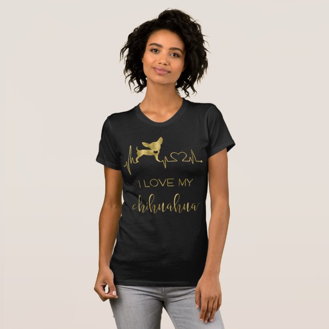 Black And Gold Foil Chihuahua Tee Shirt (Front Full)