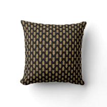 Black and Gold Foil Christmas Trees Pattern Throw Pillow