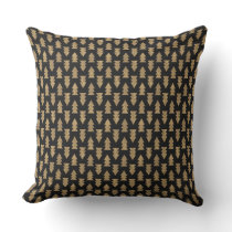 Black and Gold Foil Christmas Trees Pattern Throw Pillow