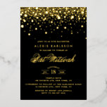 Black and Gold Foil Confetti Dots Bat Mitzvah Foil Invitation<br><div class="desc">Invite guests with this customizable gold foil Bat Mitzvah invitation. It features gold foil confetti dots and an elegant script with a black background. Personalize this real gold foil Bat Mitzvah invitation by adding names, date, time and other event details. This modern gold foil Bat Mitzvah invitation is available in...</div>
