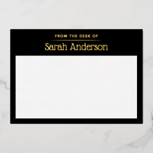Black and gold foil custom name stationery card