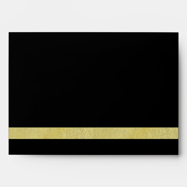 Black and Gold Foil Faux Glitter Metal Wedding Envelope (Front)