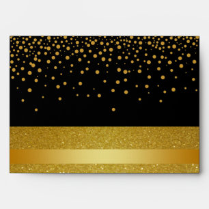 Black and Gold Foil Faux Glitter Metal Wedding Envelope