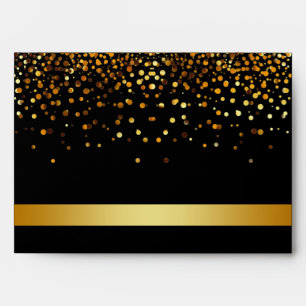 Black and Gold Foil Faux Glitter Metal Wedding Envelope