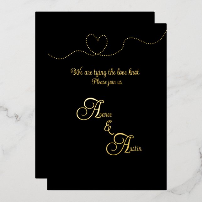 Black and Gold Foil  Foil Invitation (Front/Back)
