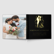 Black and Gold Foil Leaves Photo Wedding