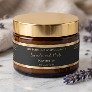 Black and Gold Foil Luxury Cosmetics Jar Label