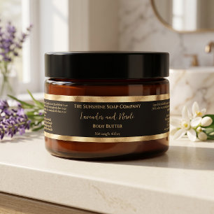 Black and Gold Foil Luxury Cosmetics Jar Label