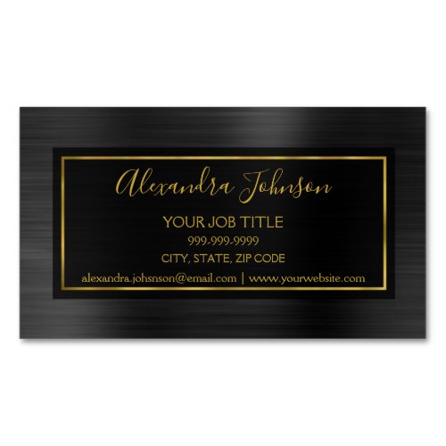 Black and Gold Foil Modern Metallic Business Card Magnet