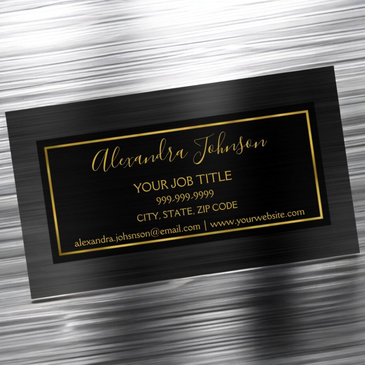 Black And Gold Foil Modern Metallic Business Card Magnet