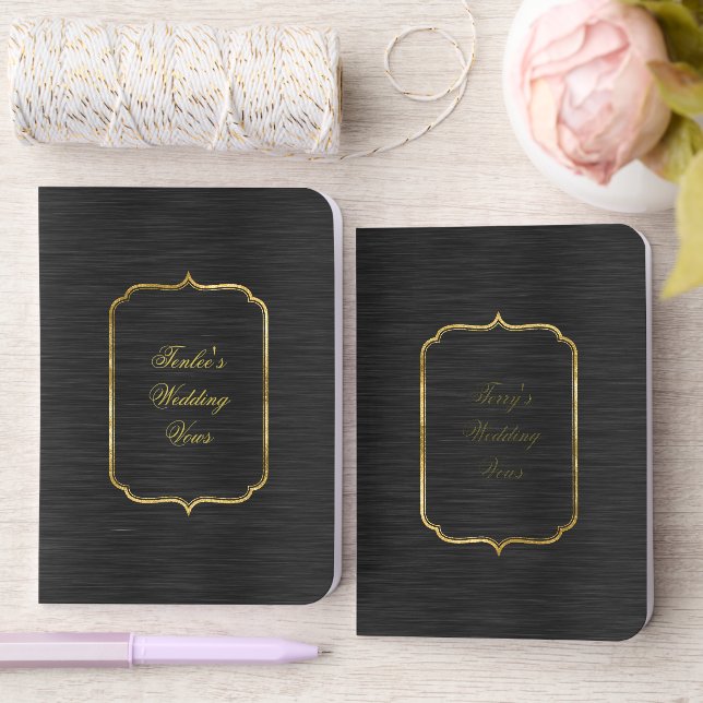 Black and Gold Foil Pocket Notebook (Wedding)